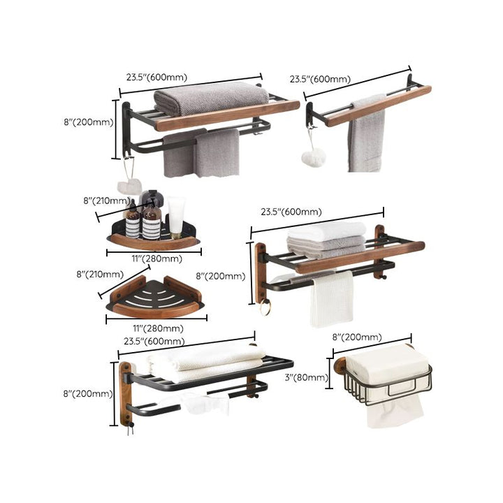BowLift | Modern Bathroom Accessory Set Aluminum & Wood Bathroom Fittings Set