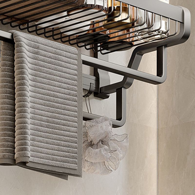 BowLift | Aluminum modern bathroom accessories set polished gray bathroom shelf/paper holder/robe hook