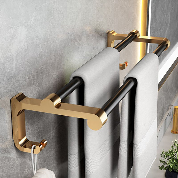 BowLift | Modernism Bathroom Accessories Hardware Set Black & Gold Bathroom Shelf/Towel Bar