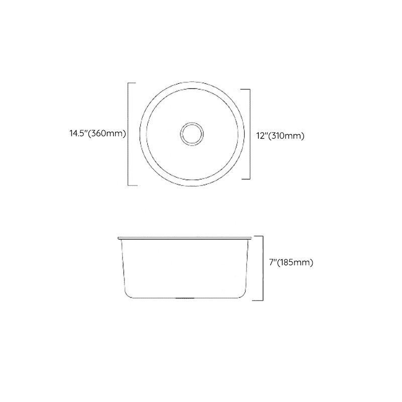 BowLift | Classic Round Sink Stainless Steel Built-in Sink Non-Slip Round Basin for the Kitchen