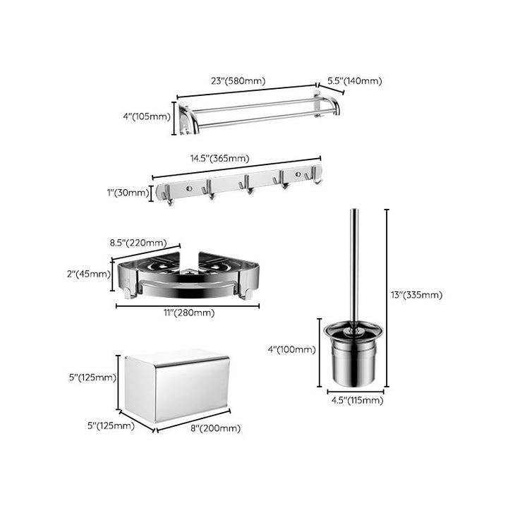 BowLift | Modern Bathroom Accessory Set Made of Chrome-Plated Stainless Steel with Bathrobe Hook/Towel Bar