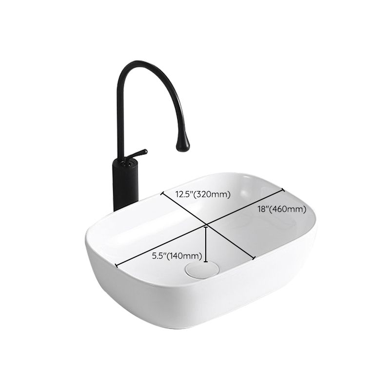 BowLift | Modern Vessel Sink Porcelain Rectangular Vessel Sink (Not Including Faucet)