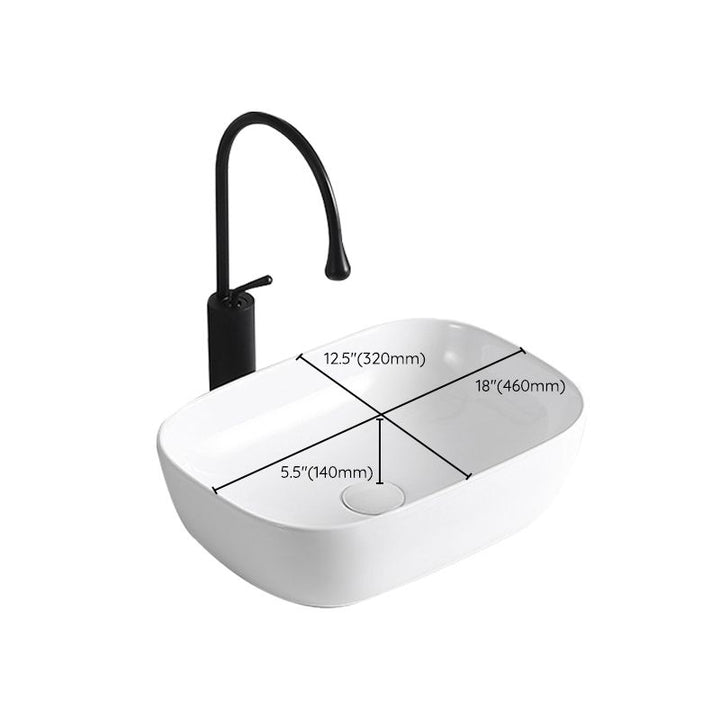 BowLift | Modern Vessel Sink Porcelain Rectangular Vessel Sink (Not Including Faucet)