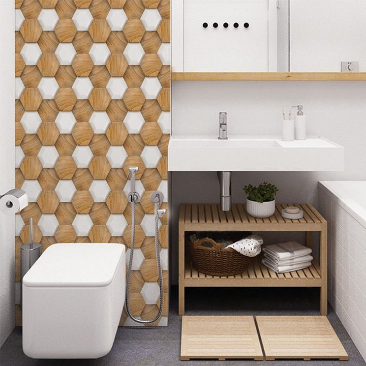 BowLift | Hexagonal Tile - Peel & Stick Plastic Stain Resistant Peel and Stick Mosaic Tile 5-Pack