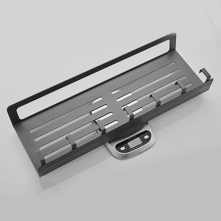 BowLift | 7-piece bathroom hardware set matte black/gray with bath shelf/towel holder/bath towel hooks