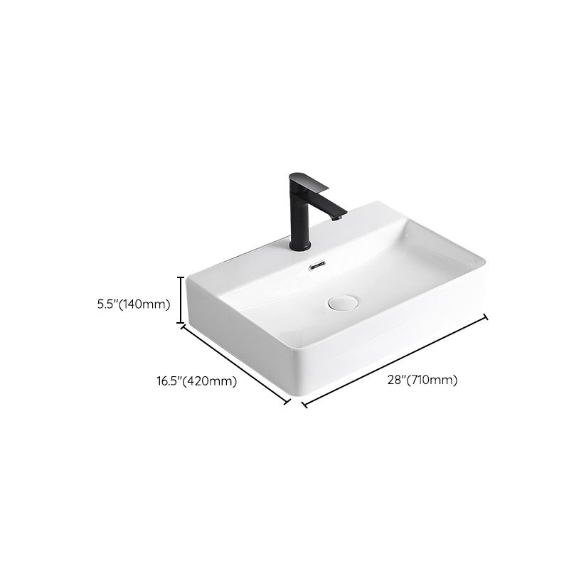 BowLift | Modern Vessel Sink Porcelain Rectangular Vessel Sink (Not Including Faucet)
