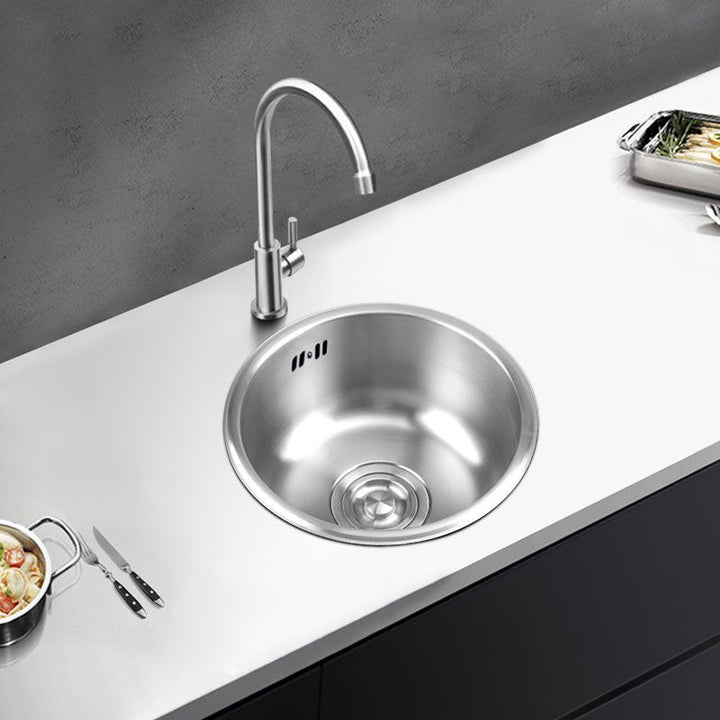 BowLift | Round Stainless Steel Kitchen Sink with Drain Assembly Built-in Sink