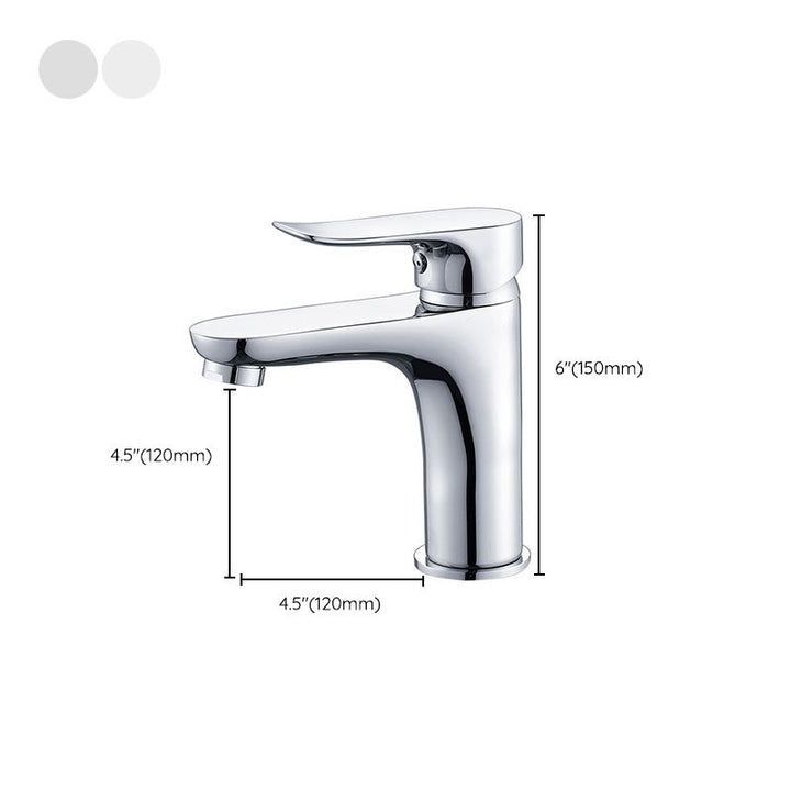 BowLift | Basic Metal Sink Faucet Silver Bathroom Faucet with Lever Handle