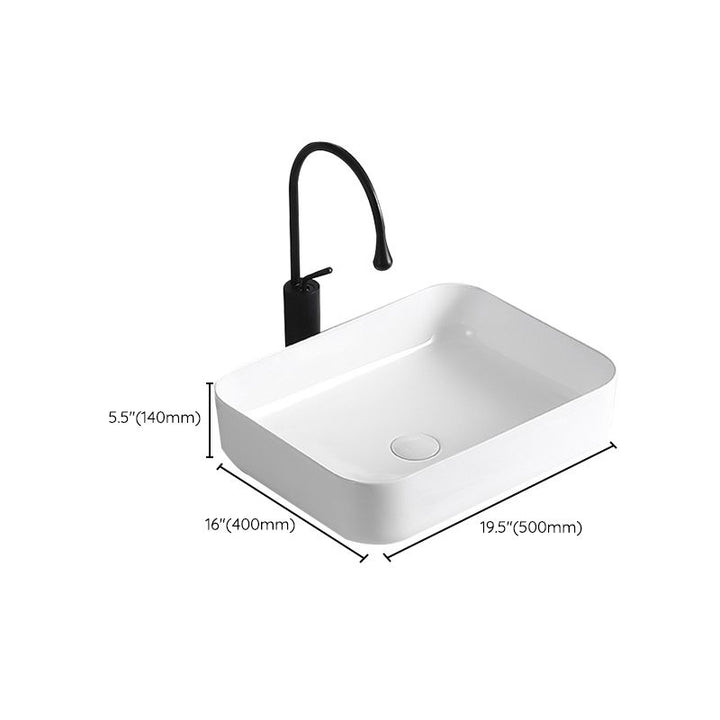 BowLift | Modern Vessel Sink Porcelain Rectangular Vessel Sink (Not Including Faucet)
