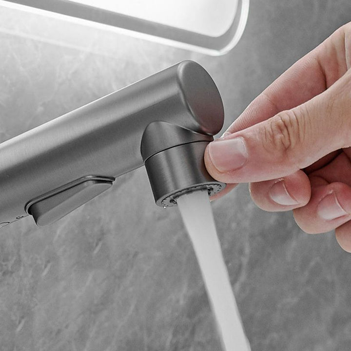 BowLift | Modern Style Extendable Vessel Faucet Single Handle Low Arc Copper Vessel Faucet