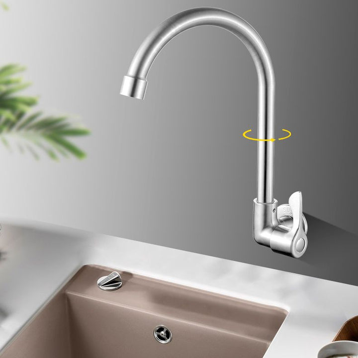 BowLift | Modern Bridge Water Faucet 304 Stainless Steel Knob Handle Swivel Spout Wall Mounted Faucet