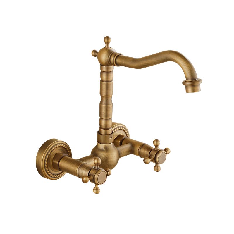BowLift | Vintage Bathtub Faucet with Two Cross Handles Made of Pure Copper Wall-Mounted Fixture