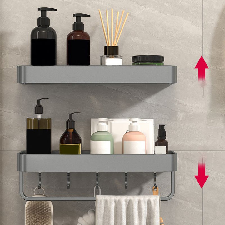 BowLift | Modern Grey 2-piece Bathroom Accessory Set, Matt Grey, Bathroom Shelf