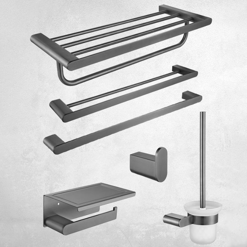 BowLift | 5-piece modern bathroom accessory set made of stainless steel with towel rail/robe hooks/toilet paper holder