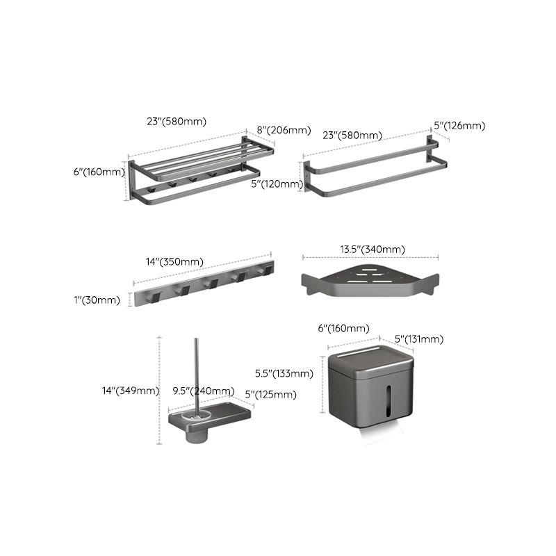 BowLift | Modern Gray Bathroom Accessory Kit Paper Holder Bath Shelf Bathroom Hardware Set