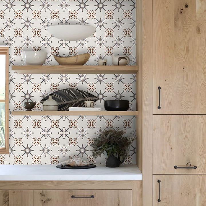 BowLift | Beige Tone Peel & Stick Tile Square Pattern Print Single Tile