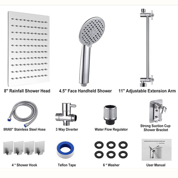 BowLift | Square Shape Double Shower Heads Modern Home Metal Double Shower Heads