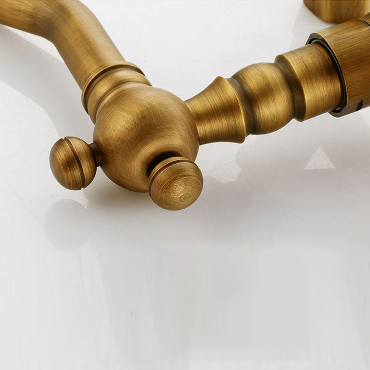 BowLift | Vintage Bathtub Faucet with Two Cross Handles Made of Pure Copper Wall-Mounted Fixture
