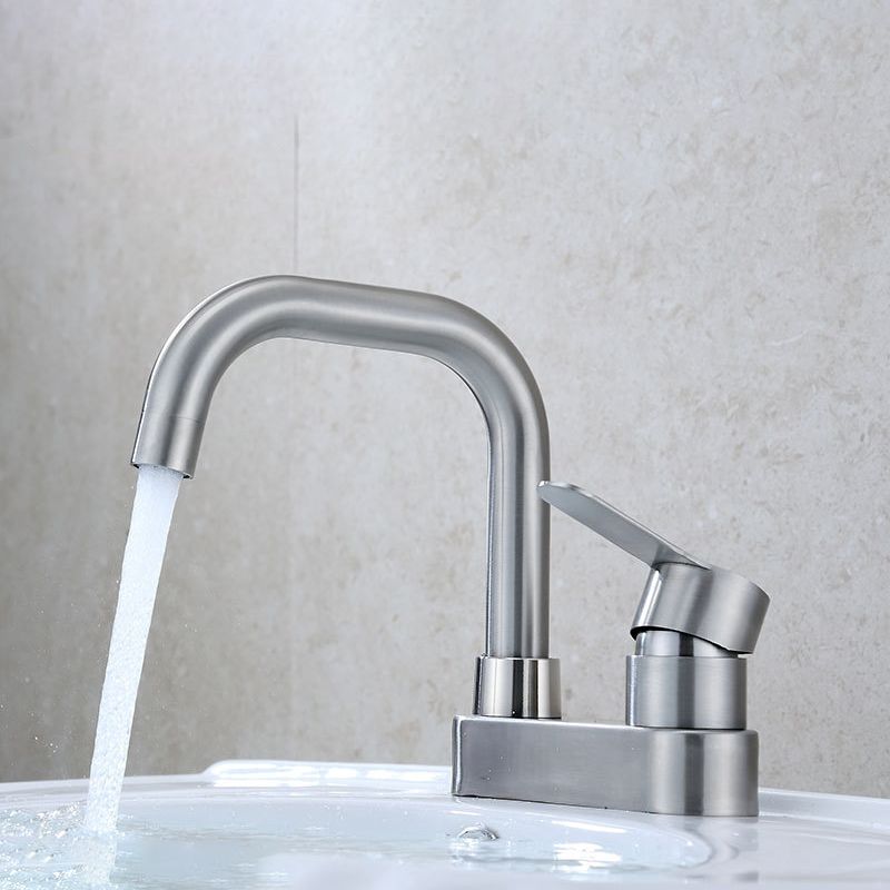 BowLift | 304 stainless steel center faucet bathroom single handle hot and cold sink faucet