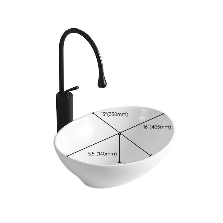BowLift | Modern Vessel Sink Porcelain Rectangular Vessel Sink (Not Including Faucet)