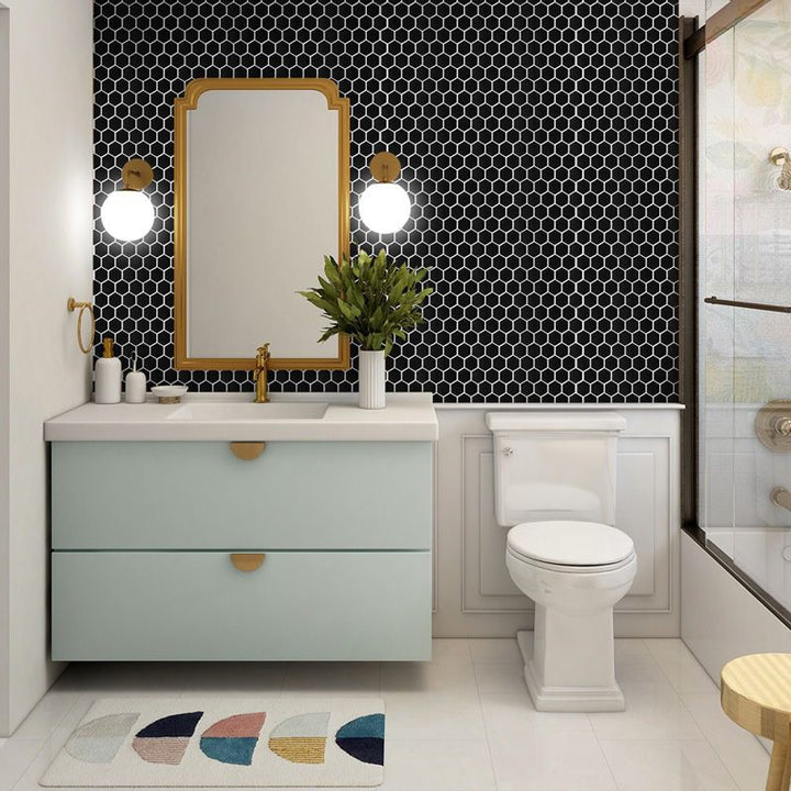 BowLift | Hexagonal Peel & Stick Tile Stain-Resistant Plastic Peel & Stick Tile for Shower
