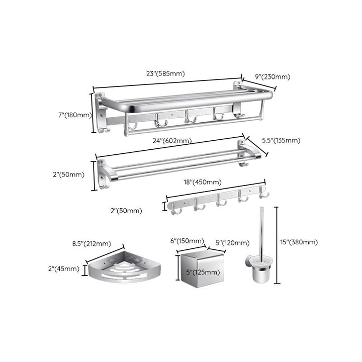 BowLift | Modern Silver Bathroom Fixtures Set Metal Bathroom Accessories Kit