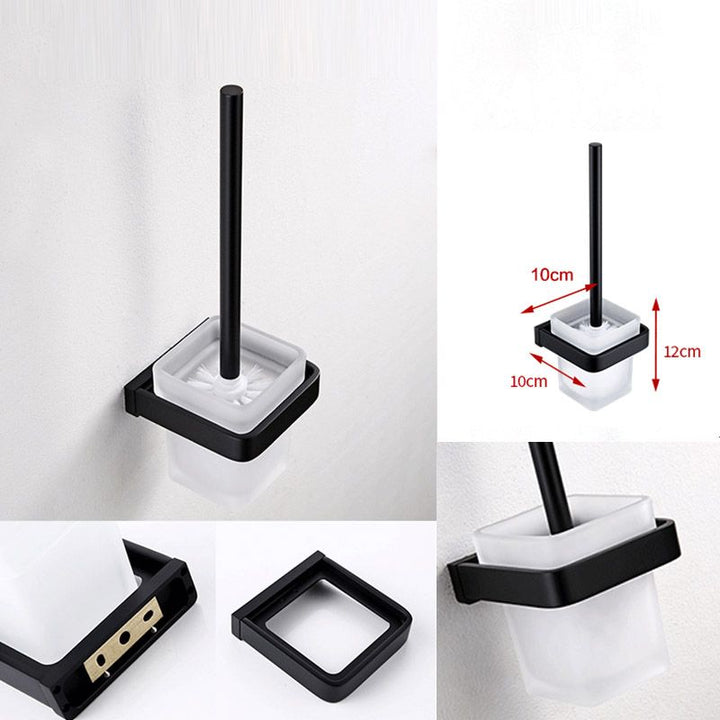 BowLift | Black Bathroom Accessories Hardware Set with Towel Rail and Bath Shelf
