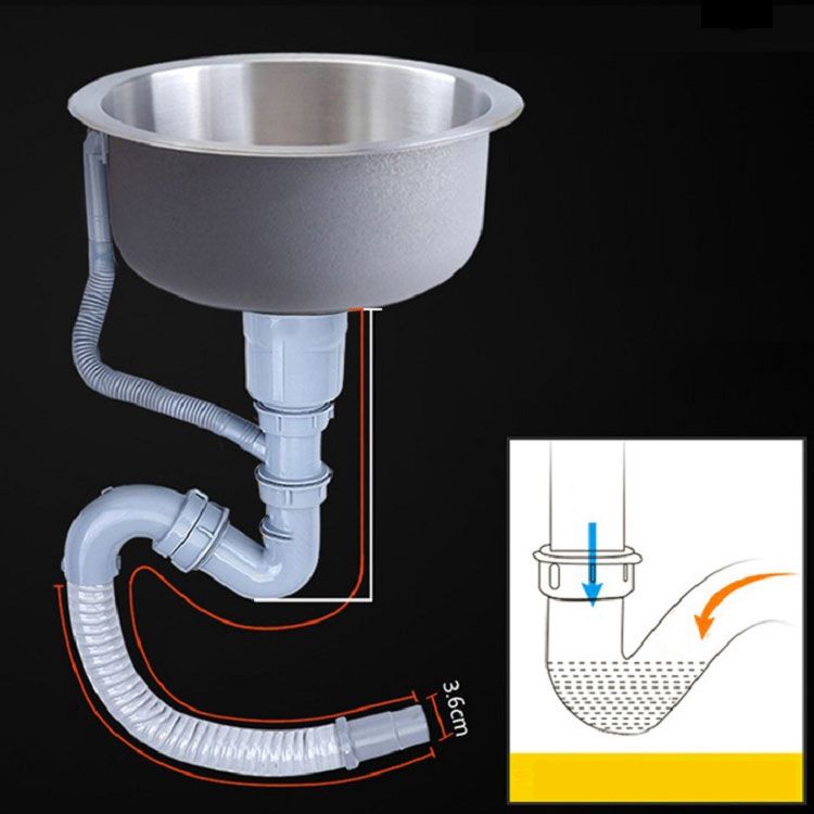 BowLift | Round Stainless Steel Kitchen Sink with Drain Assembly Built-in Sink