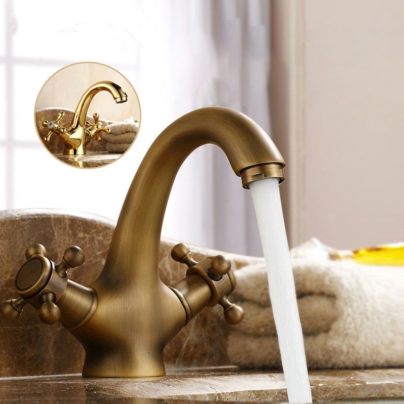 BowLift | Industrial Widespread Bathroom 2 Faucet Cross Handles Sink Faucet