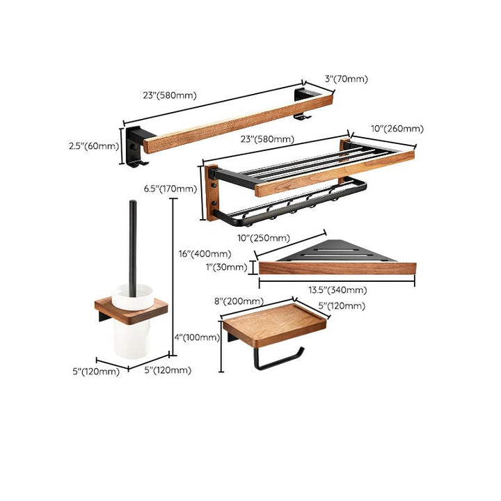 BowLift | 7-piece toilet accessory set made of solid wood and metal