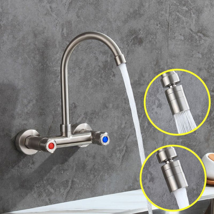 BowLift | Round 2-Handle Bathroom Faucet Single Hole Wall Mounted Bathroom Faucet