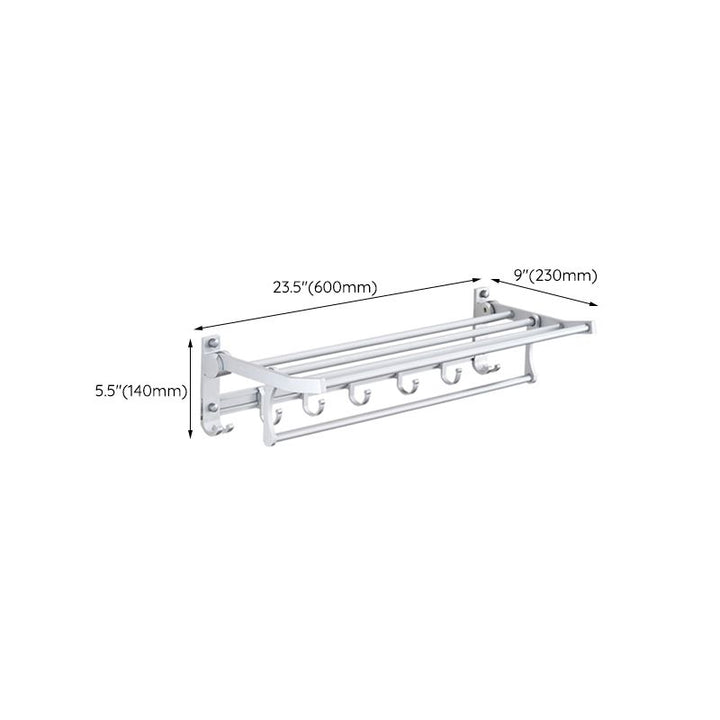 BowLift | Silver Modern Bathroom Accessory Set with Bath Shelf/Towel Rack & Bathrobe Hook