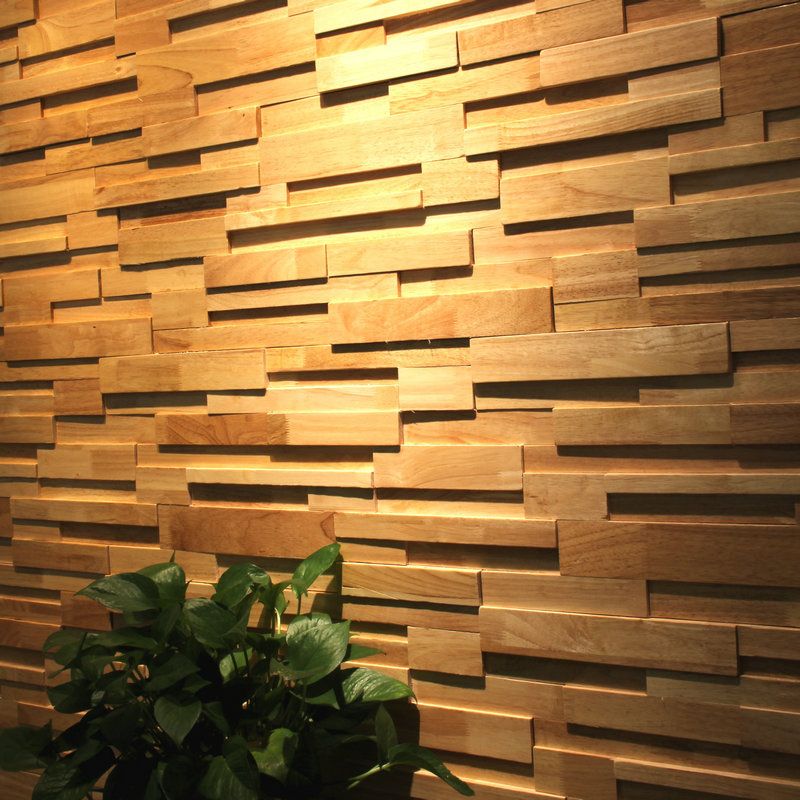 BowLift | Mosaic Wood Wall Cladding Glue Living Room Modern Style Wood Plank