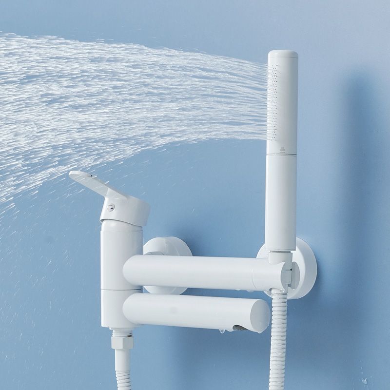 BowLift | Metal Modern Bathroom Faucet White Single Handle Bathtub Fill Valve Trim