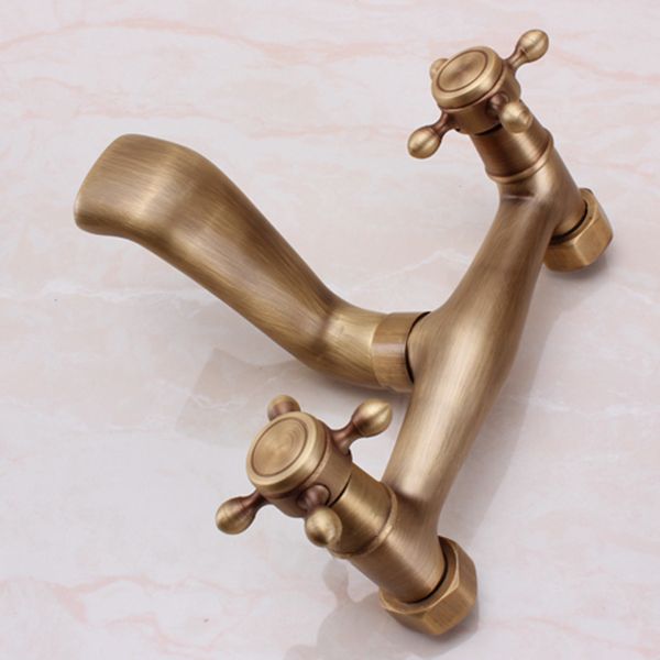 BowLift | Traditional Wall-Mounted Metal Bathtub Filler Double Handles Waterfall Bathtub Faucet Trim