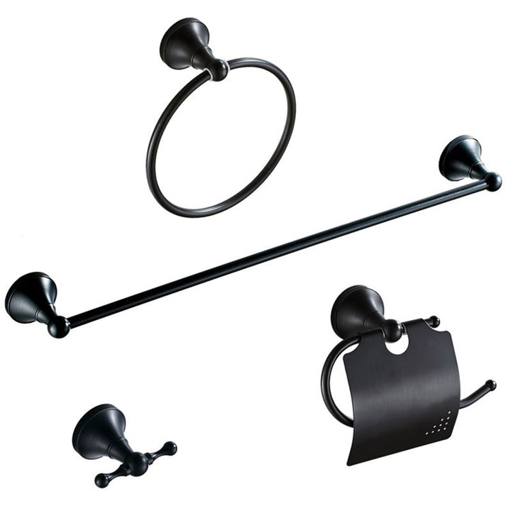 BowLift | Metal Bathroom Set 4-piece Traditional Style Black Bathroom Accessory Set