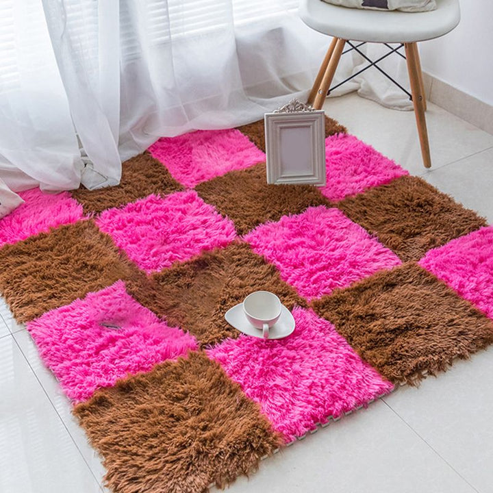 BowLift | Bedroom Carpet Tiles Solid Color Square Shag Stain Resistant Carpet Tiles