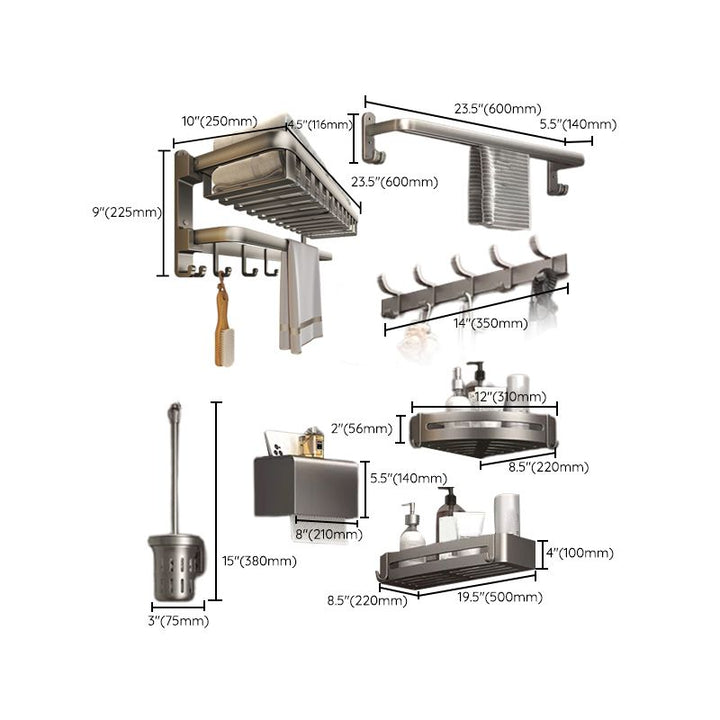 BowLift | Modern Bathroom Accessory Set Gray Bathroom Shelf Paper Holder Bathroom Accessory Kit
