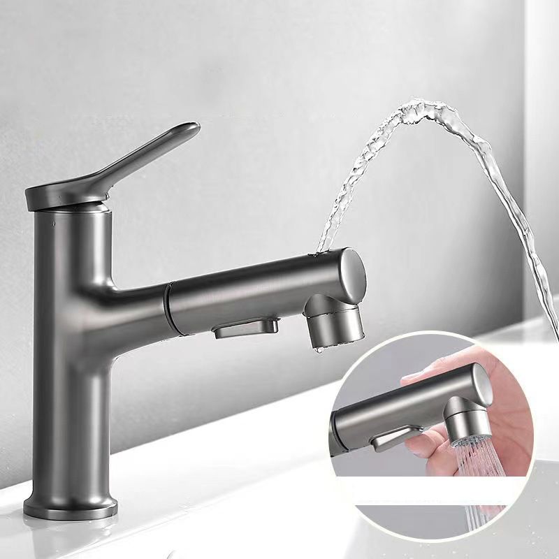 BowLift | Modern Style Extendable Vessel Faucet Single Handle Low Arc Copper Vessel Faucet
