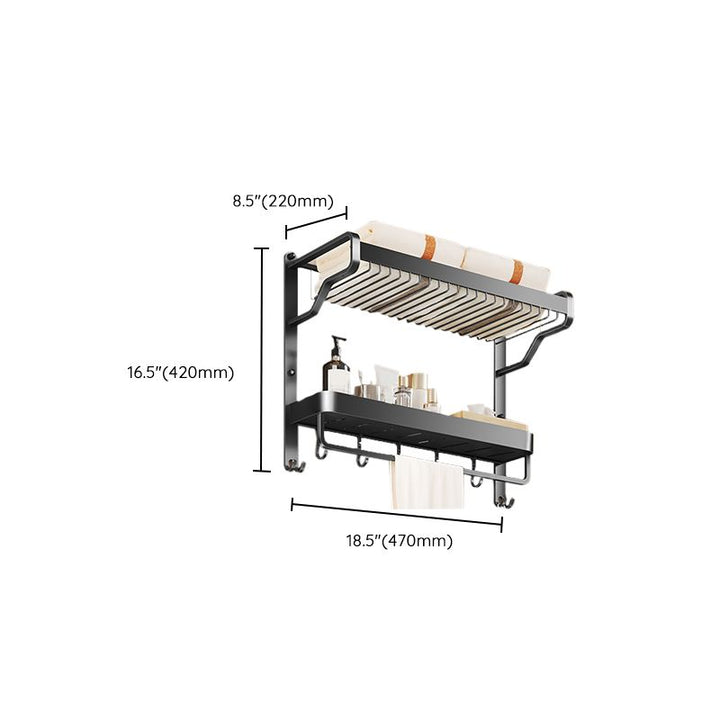 BowLift | Modern Bathroom Set Matte Black Bathroom Shelf Towel Rack Bathroom Accessories Set