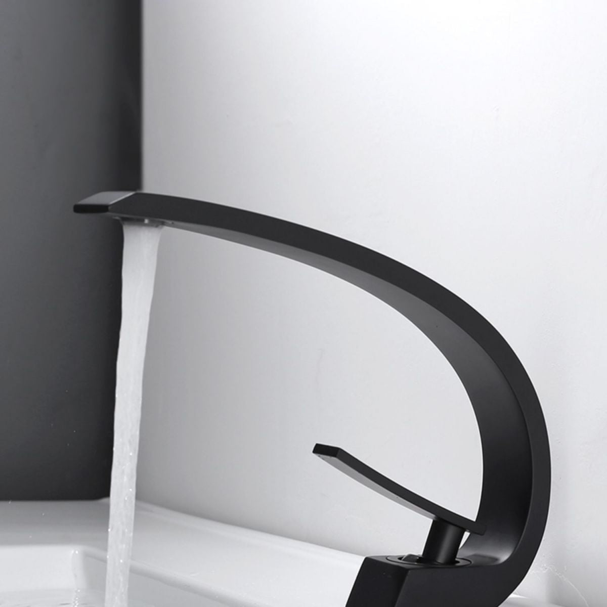 BowLift | Waterfall Spout Widespread Faucet Modern Lever Handles Faucet