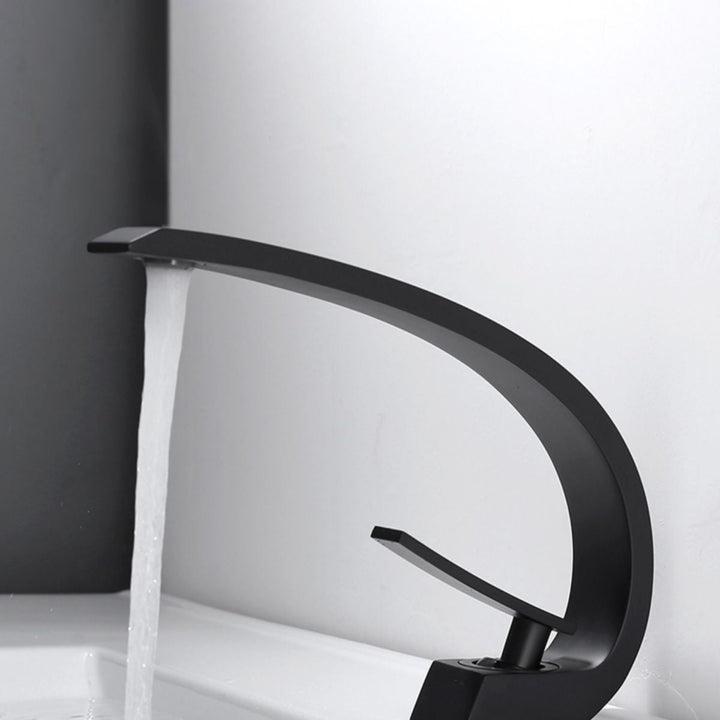 BowLift | Waterfall Spout Widespread Faucet Modern Lever Handles Faucet