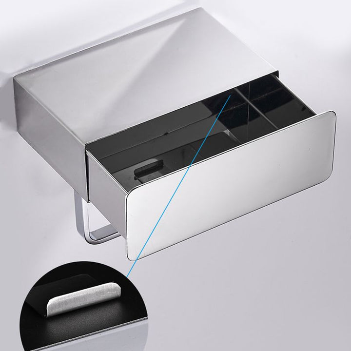 BowLift | 2-piece Stainless Steel Classic Bathroom Accessory Set Black & Chrome Paper Holder