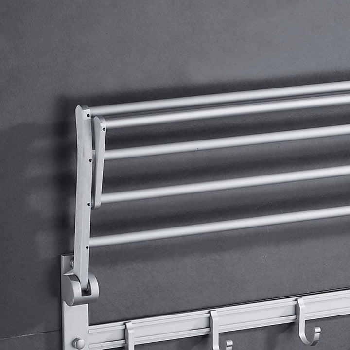 BowLift | Silver Modern Bathroom Accessory Set with Bath Shelf/Towel Rack & Bathrobe Hook