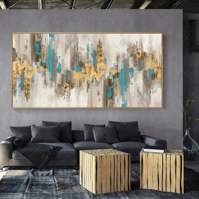 Modern Abstract Gray Beige Golden Wall Art Fine Art Canvas Prints Picture For Luxury Living Room Bedroom Art For Contemporary Interiors | Bowlift