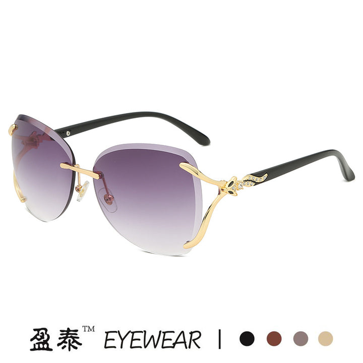 Women's elegant sunglasses with extravagant metal frame and mirrored lenses Bowlift