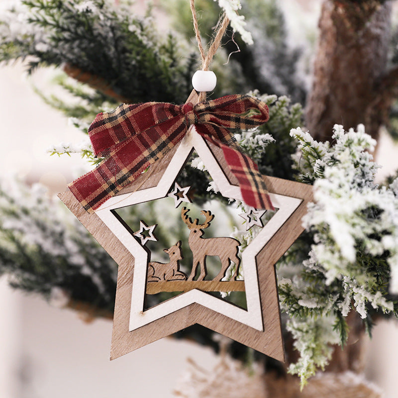 Festive Star-shaped Wooden Ornament