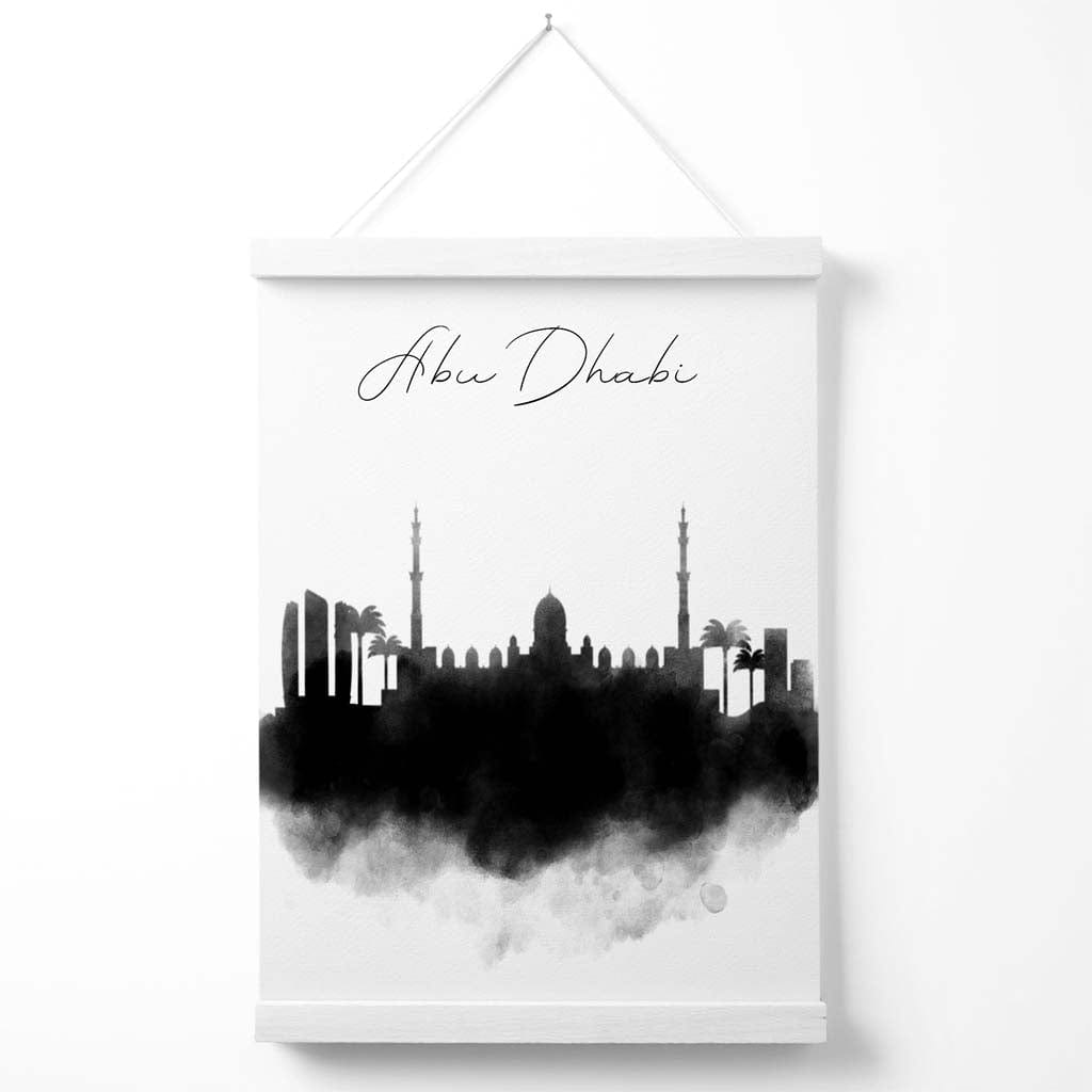 Abu Dhabi Watercolor Skyline City Poster with Hanger | Bowlift