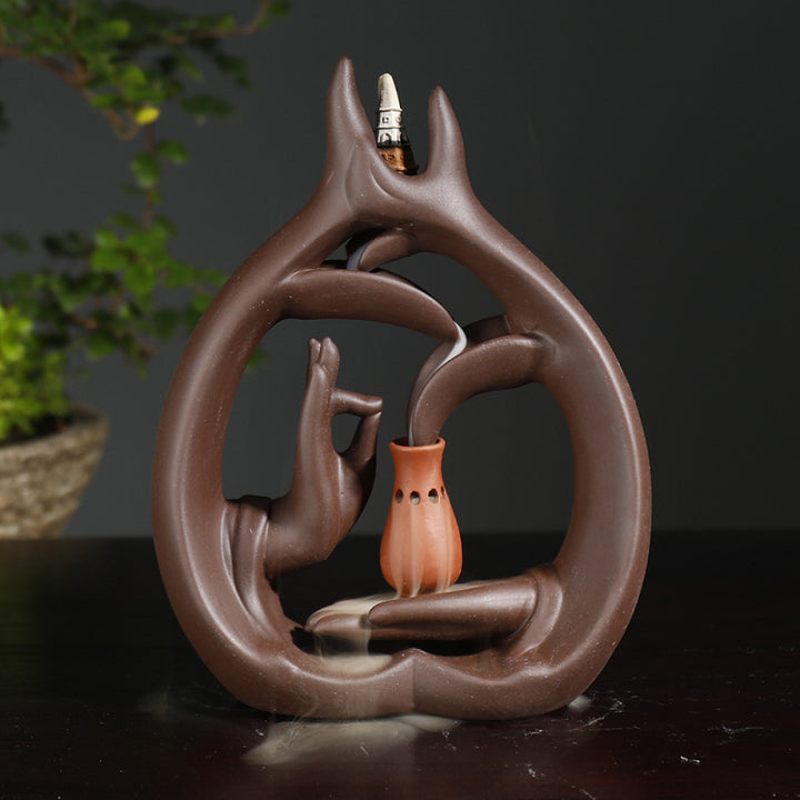 Artistic Lotus Hand Gesture Incense Holder