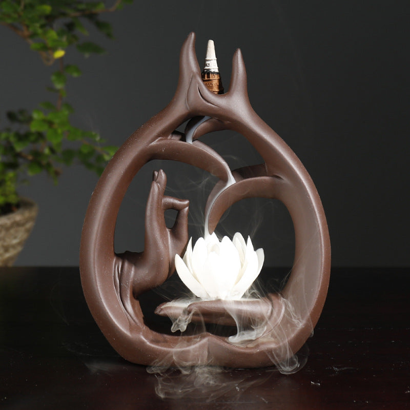 Artistic Lotus Hand Gesture Incense Holder